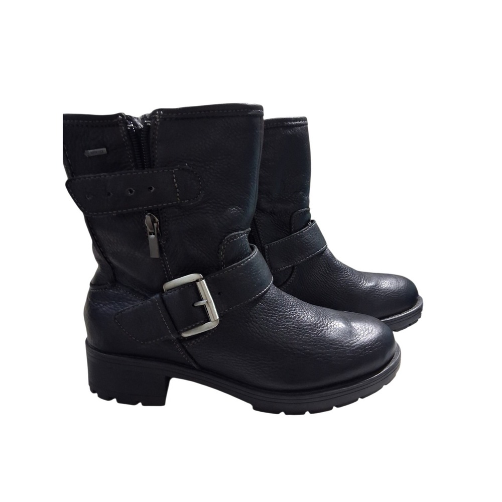 Clarks Reunite GO Gore-Tex Womens size 7.5 Faux Fur Buckle Outerwear Moto Boots